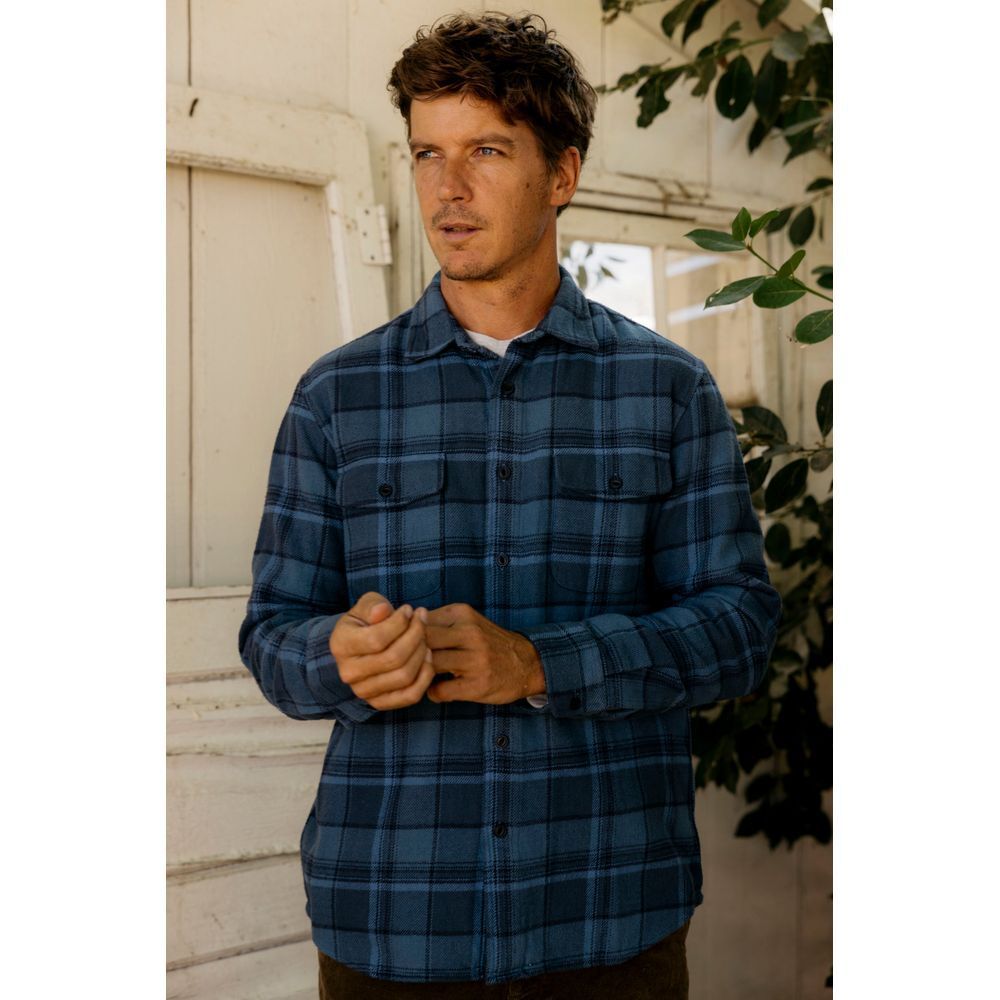 Grayers Scarboro Heritage‎ Heavy Flannel Button Down Shirt Navy Auburn L
